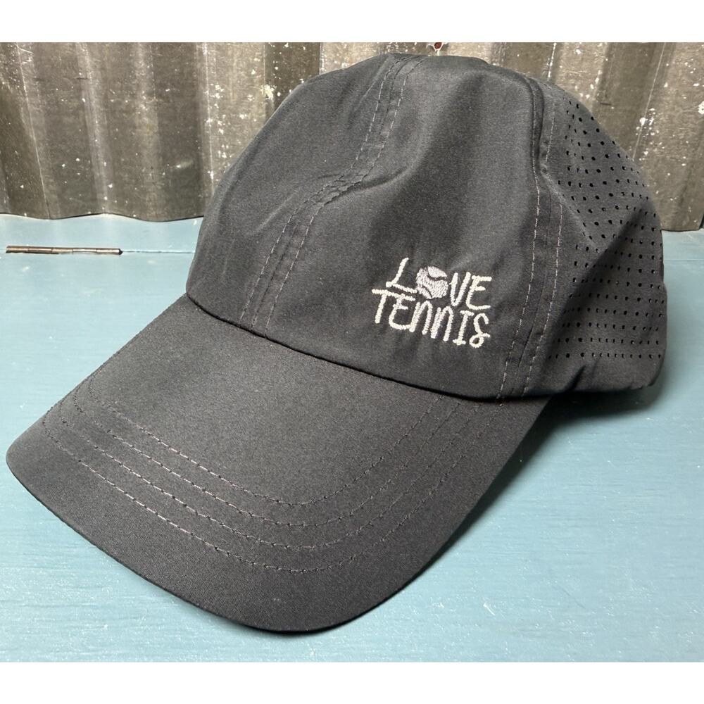 Vimhue Love Tennis Womens Black Sports Cap Hat Ponytail Opening Adjustable Size